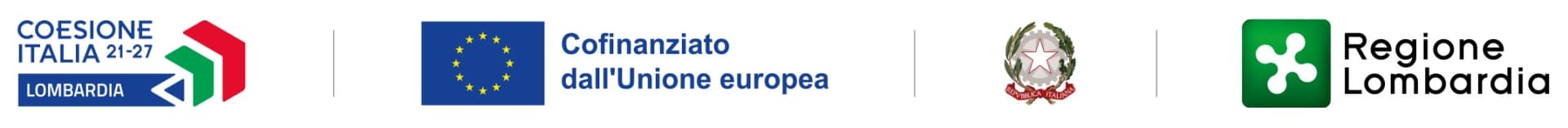 Logos of the European Union, the Italian Republic, Regione Lombardia and the Coesione Italia 21-27 Programme