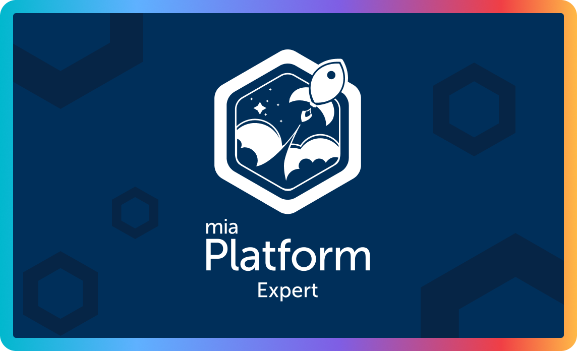 The Mia‑Platform Expert verified digital badge, awarded to members who complete Mastery Sessions