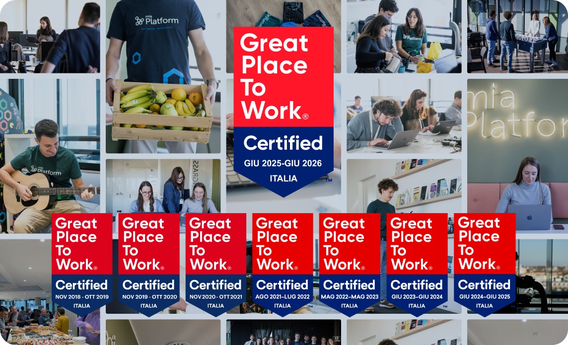 Mia‑Platform team celebrating the Great Place to Work certification